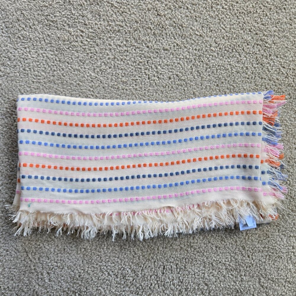 Madewell Stitched Rainbow Stripe Scarf/Shawl in Faded Wicker - Picture 7 of 7